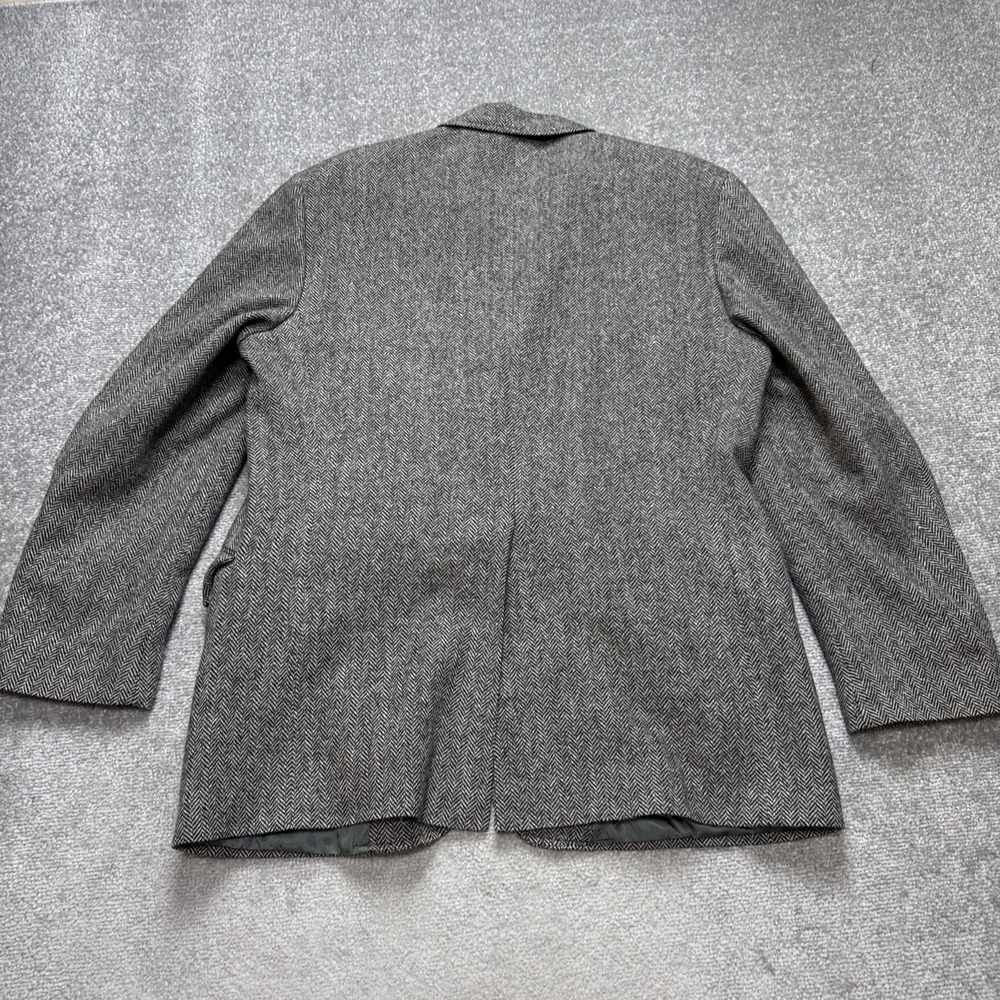 Vintage 42R 100% Wool Herringbone Blazer Black White Hardwick Jacket USA - Picture 9 of 11